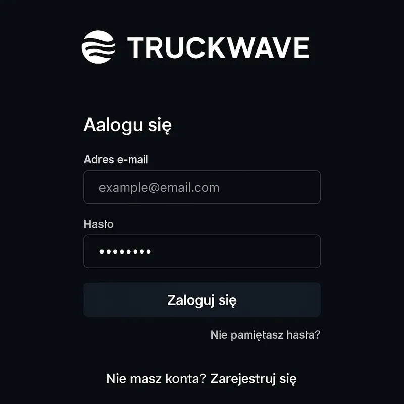 Truckwave — ekran logowania do platformy