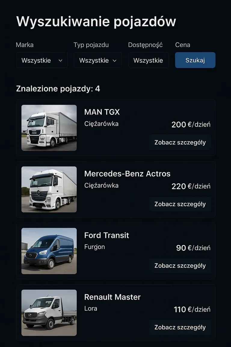 Truckwave — wyszukiwarka pojazdów ciężarowych z filtrami